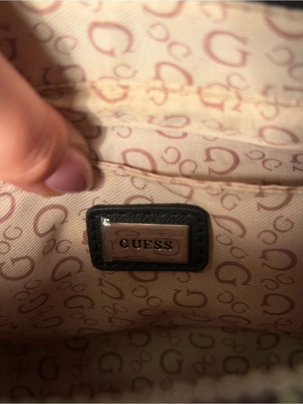 Guess Black Logo-Print Satchel with Triangle Plaque
